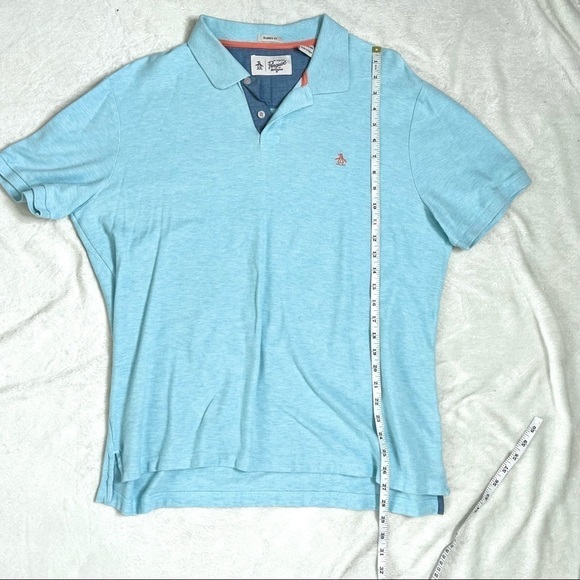 Penguin Men’s Light Blue Pull On Collared Polo Sleeve Shirt Size Extra Large - Picture 9 of 11